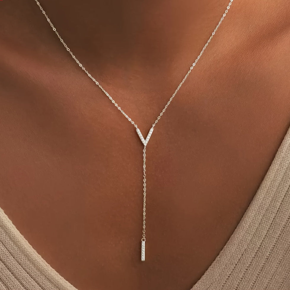 AURÉLLE V‑Tassel Necklace